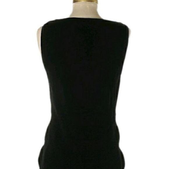 Carmen Marc Valvo Bodycon Bandage Rib Textured Knit Sleeveless Dress Black Sz XS - Picture 8 of 11